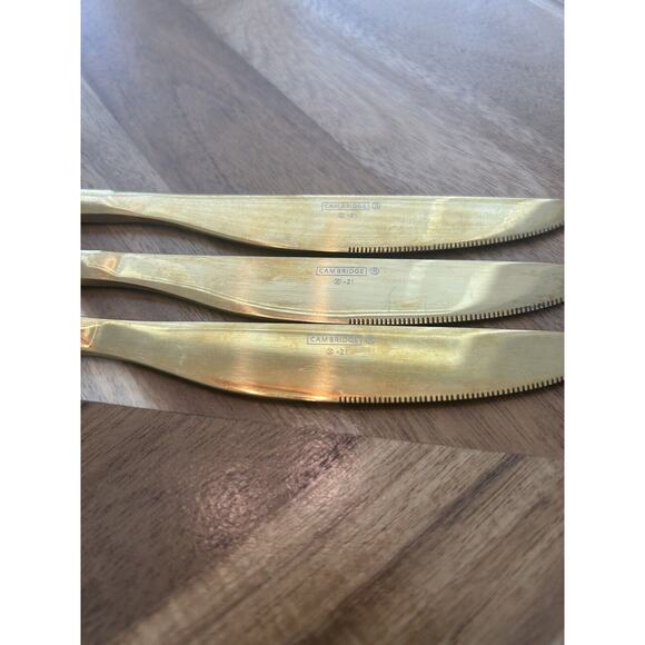 Cambridge Gold #21 3 Knives 3 Dinner 3 Salad‎ Forks 4 Dinner 1 Dessert Spoon Set - Picture 6 of 12